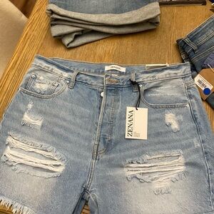 Brand new denim shorts white washed fringe bottoms